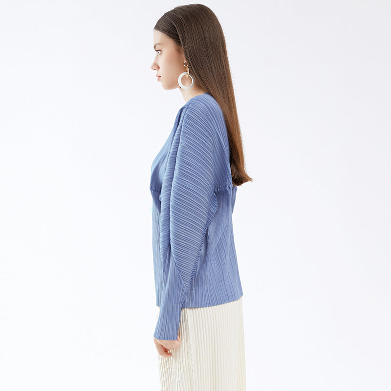 Peplum Top Women's Solid Color Long Sleeve round Neck T-shirt Stitching Elegant Bottoming Shirt