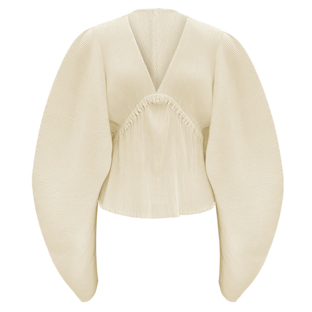 Flare Sleeve Deep V-neck Blouse Women Casual Solid Color Sexy Loose Women Tops