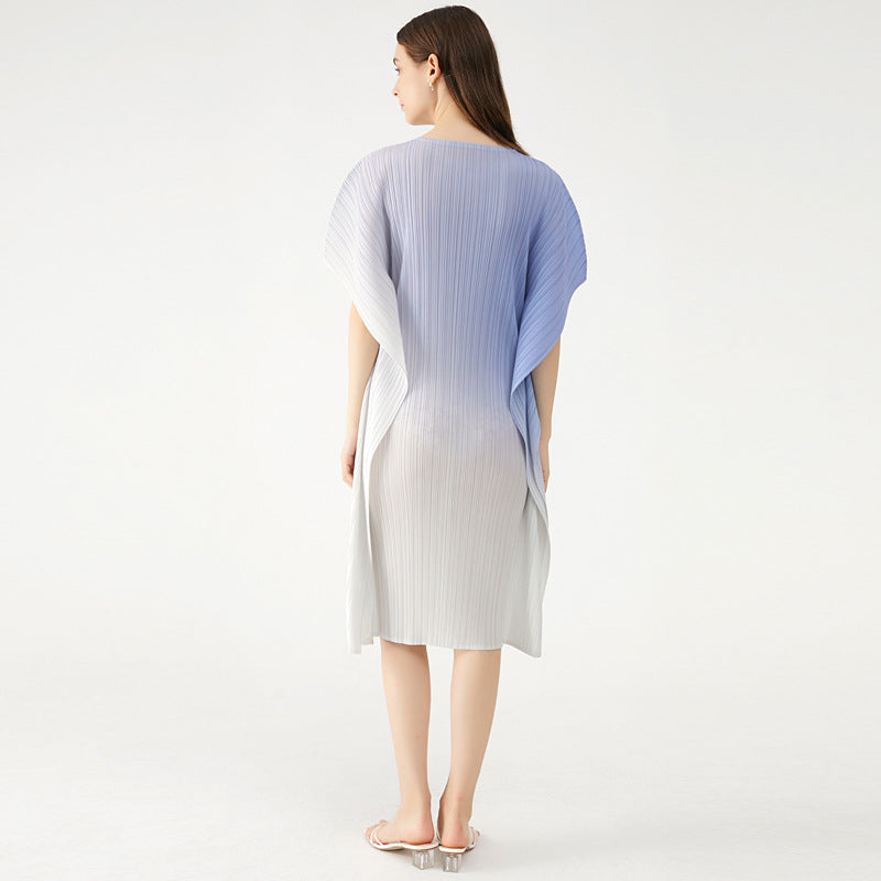 Gradient Dress Autumn Loose Slimming Mid-Waist Skirt Women's Mid-Length Anti-Aging Dress Women's