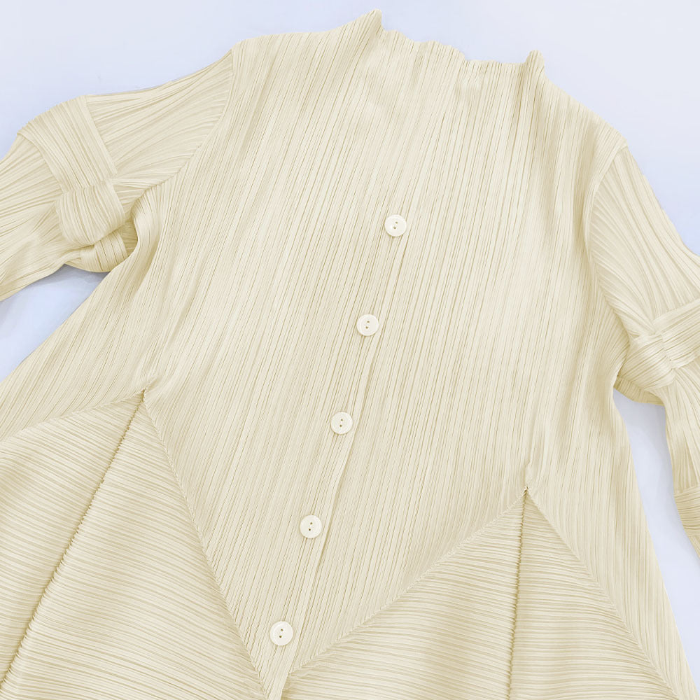 Long Half-Open Collar Non-Mainstream Style Lotus Root Sleeve Lace-up Waist Solid Color Dress Women