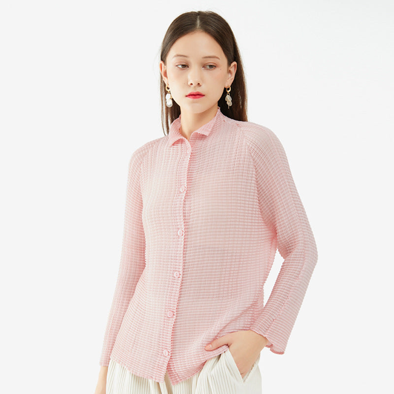 Comfortable Long Sleeve Shirt Non-Ironing Shirt Design Sense Niche Top Coat for Women
