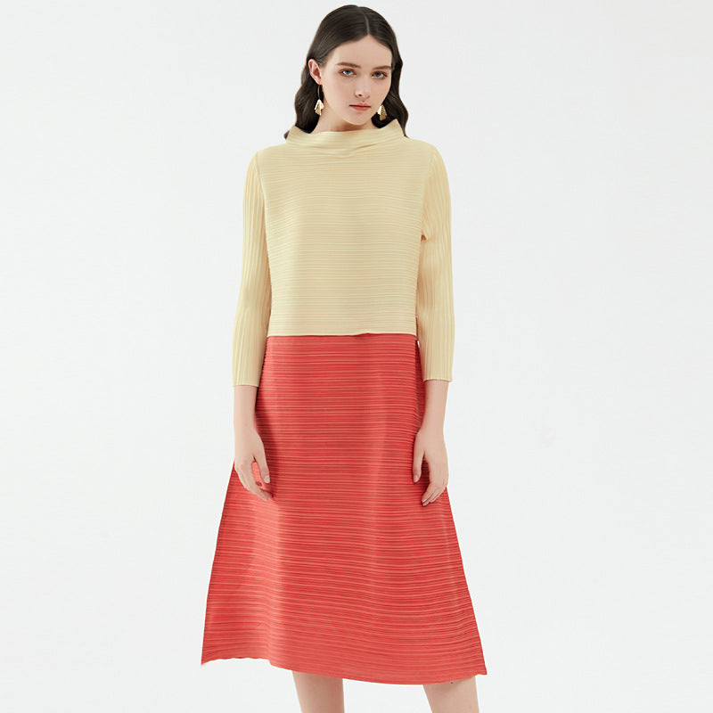 Autumn and Winter Trend Loose Casual Patchwork All-Matching Skirt Women's Mid-Length Dress