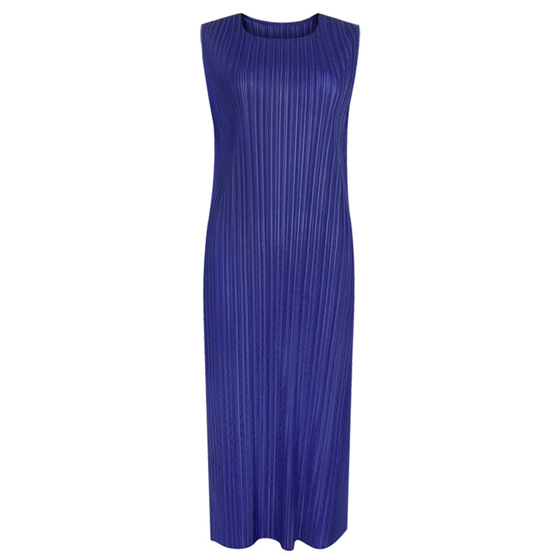 Design Sense Split Sleeveless Dress Women's Elegant Zipper Dress