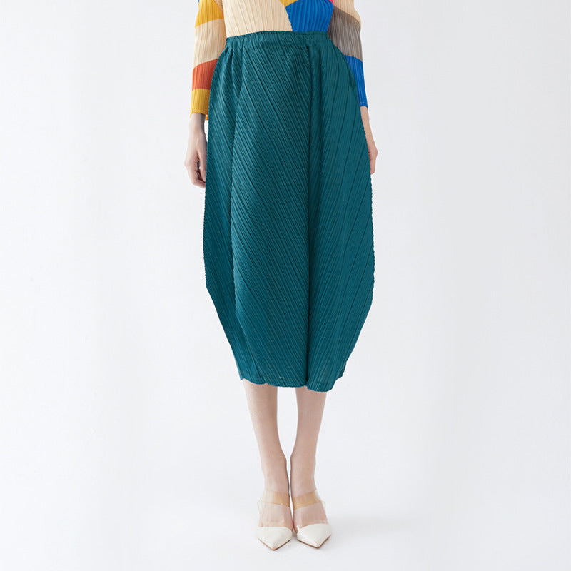 Bloomers Korean Style Waist Wide Leg Loose Solid Color Casual Medium Long Trousers Women