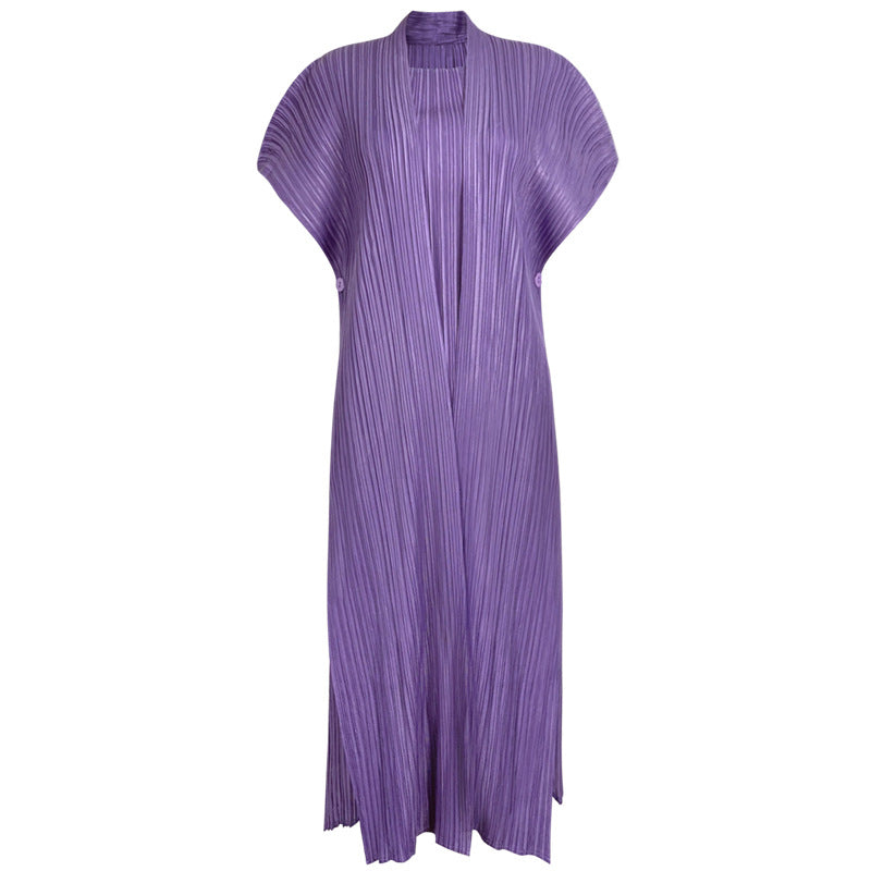 Elegant Mid-Length Pleated Skirt Design Double-Layer Stitching Dress Women