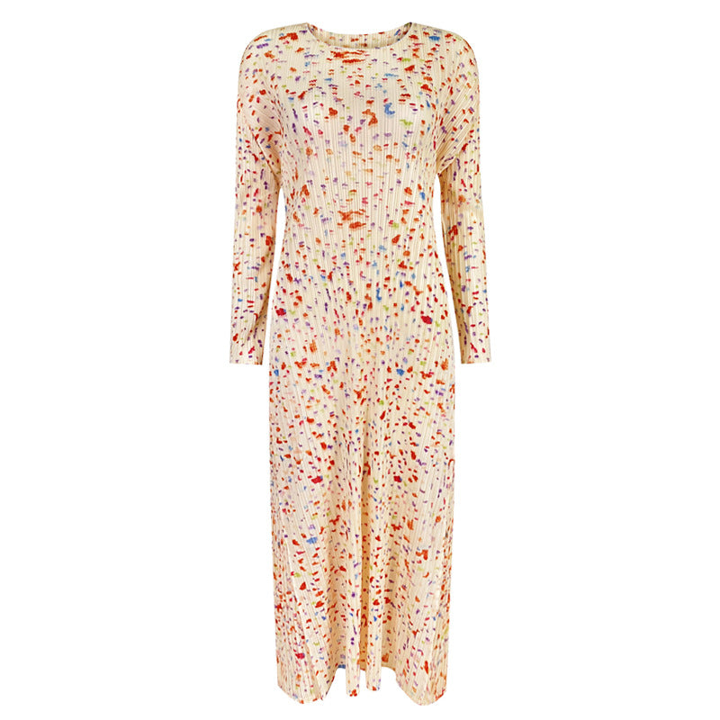 Dress Slim-Fit Long-Sleeved Loose-Fit Comfortable Floral A- line Skirt for Women