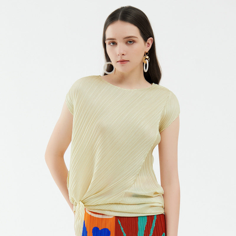 Design Casual round Neck Irregular Pullover Short Sleeve Loose T-shirt Women's Top