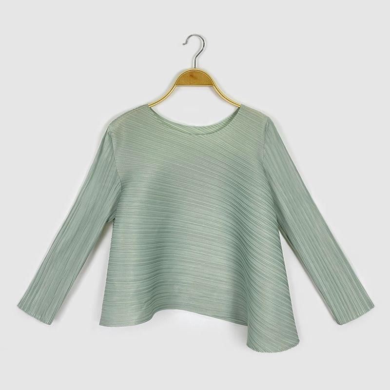 Basic Style Solid Color Long-Sleeved Top All-Match Bottoming T-shirt Women's Clothing