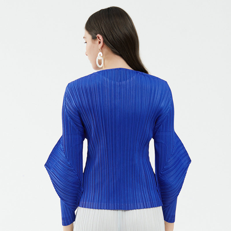 Long Sleeve Round Neck Top Women's Loose Slimming Shirt Chic Design Cardigan Niche