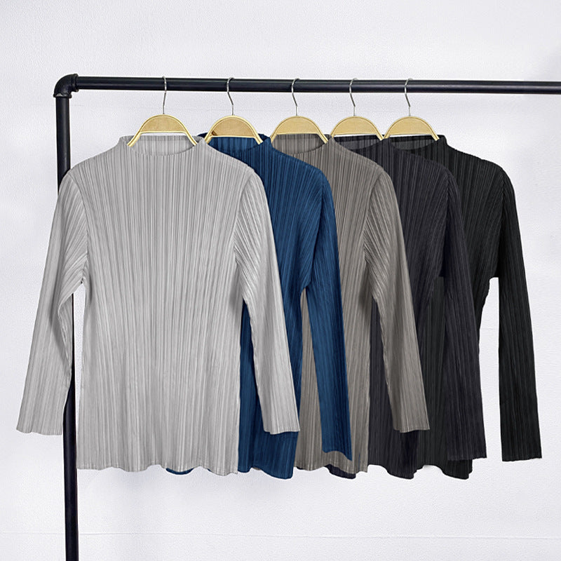 Simple Classic Long-Sleeved Top Women's Stand-up Collar Long Sleeve Shirt T-shirt