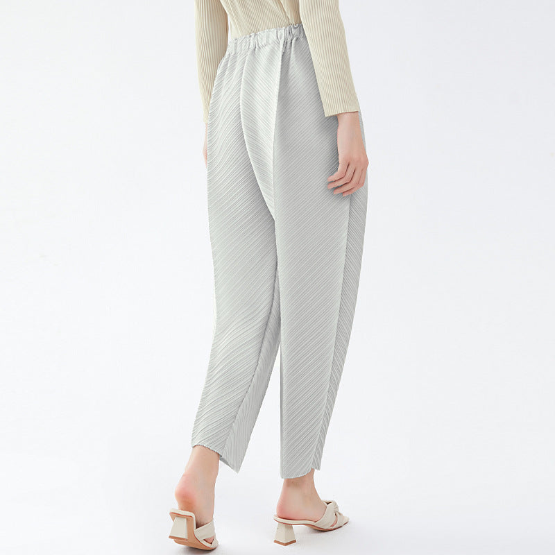 Elastic Waist Women's Winter Loose Waist Long Tapered Casual Pants Stretchy Harem Pants