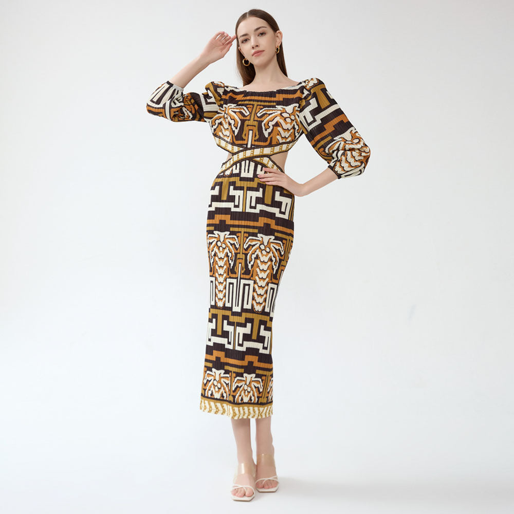 Elegant Dress Unique Design Slim Fit Midriff Outfit Hollow Dress