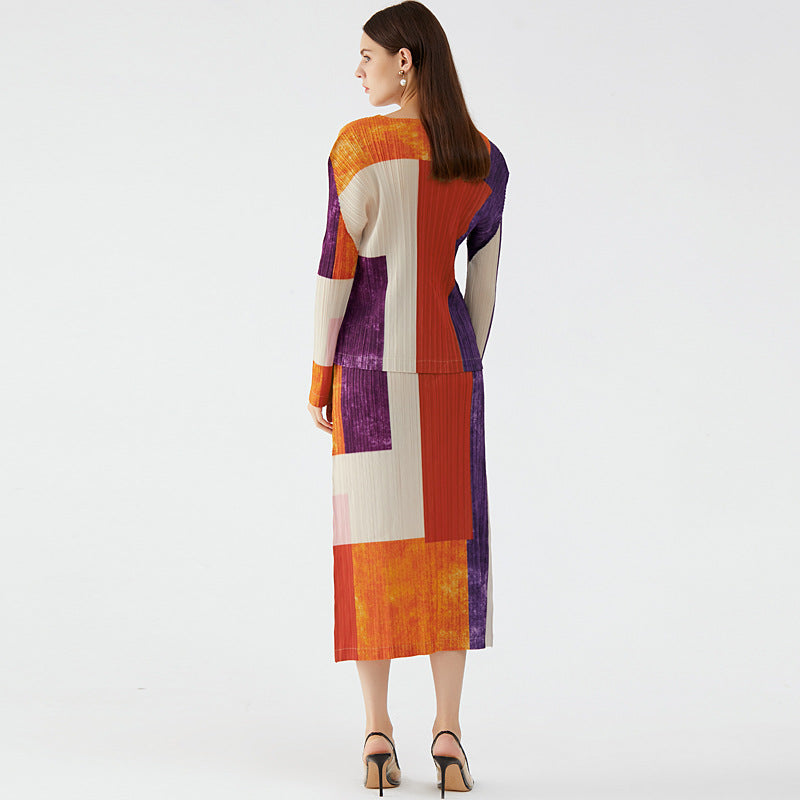 Plaid Two-Piece Plaid Top Slim Skirt Suit Women