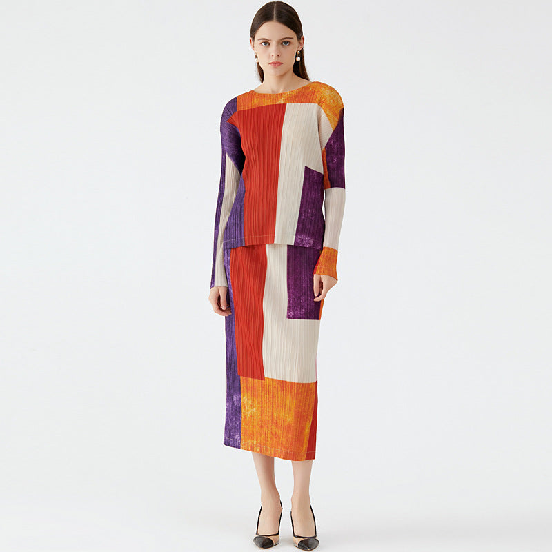 Plaid Two-Piece Plaid Top Slim Skirt Suit Women