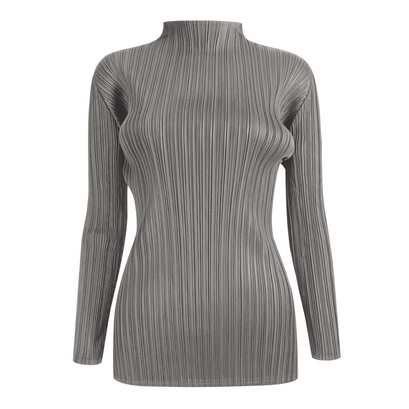 Simple Classic Long-Sleeved Top Women's Stand-up Collar Long Sleeve Shirt T-shirt