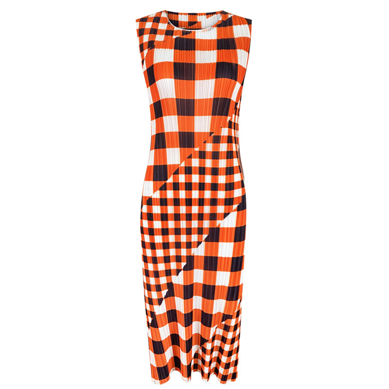 Plaid Dress Female Summer Dress Female Year Slimming A- line Skirt
