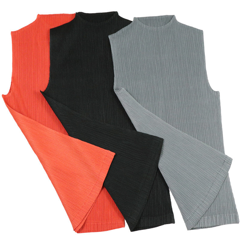 Classic Pleated Vest Slim Fit Slimming T-shirt