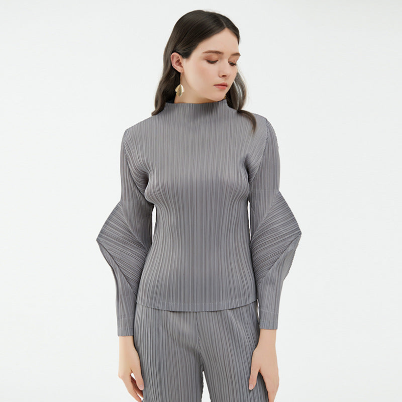 Elegant All-Match Suit Solid Color Design Blouse Casual Trousers Two-Piece Set