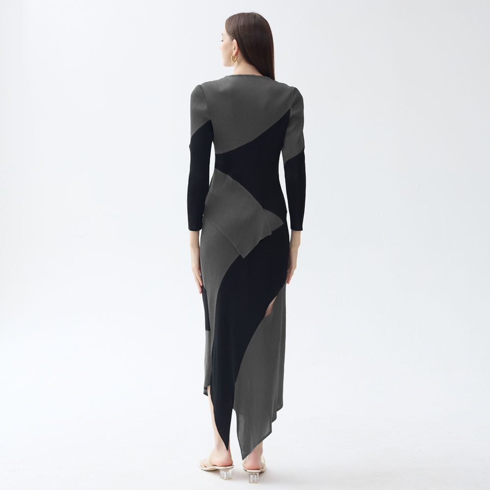 Personalized Contrast Color Suit Women's Autumn Sense Long Sleeve Slim-Fit Top Irregular Skirt