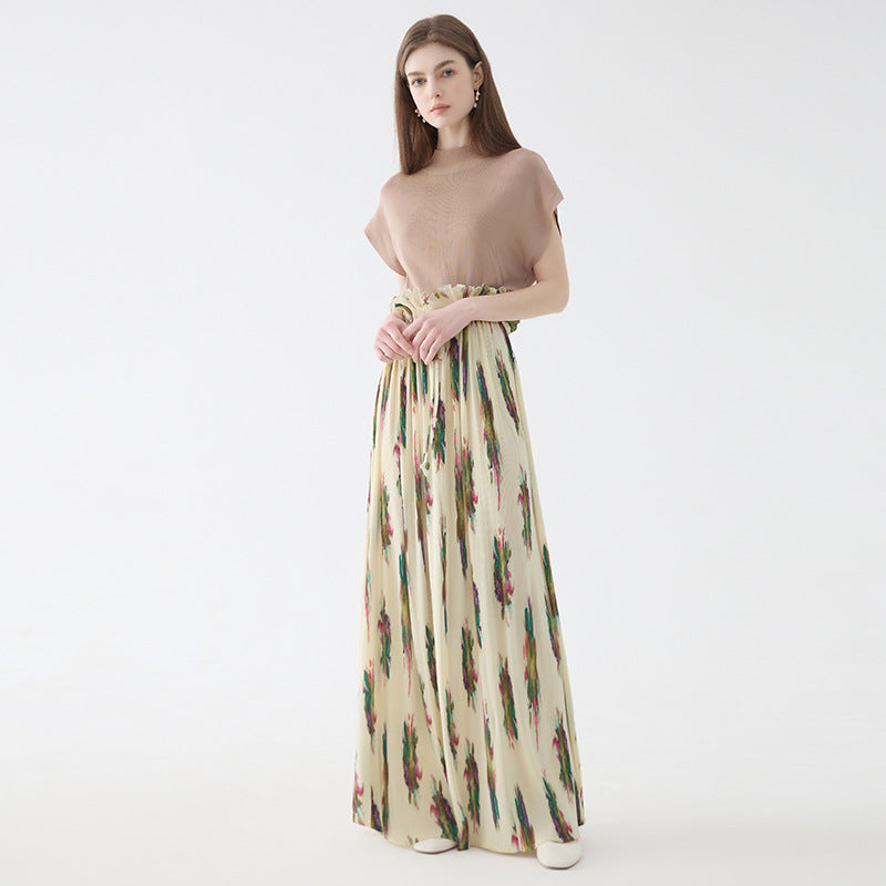 Oversized Pendulum Skirt New Printed Creative Style Long Wild Chiffon Skirt for Women