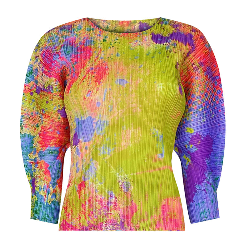 Printing Suit Women's Slim Hand-Painted Long-Sleeved Top Casual Pants Come to Two-Piece Suit Women