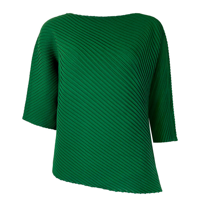 off-Shoulder Collar Irregular Top Women's Design Sense Niche Loose Three-Quarter-Length-Sleeved T-shirt Women