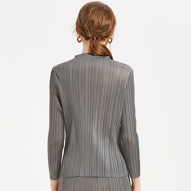 Simple Classic Long-Sleeved Top Women's Stand-up Collar Long Sleeve Shirt T-shirt