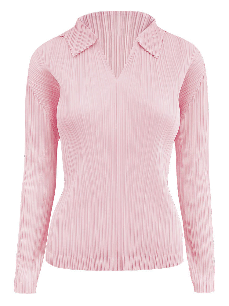 Early Slim Fit Polo Collar Long Sleeve Women's T-shirt Basic Style Top Women