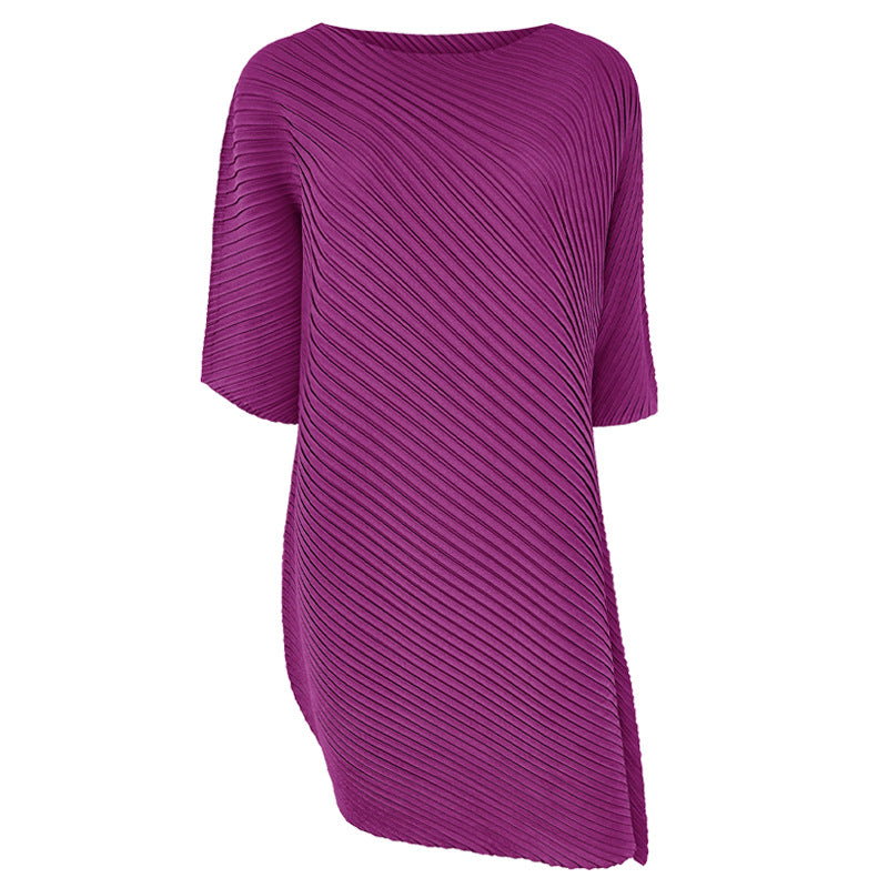 off-Shoulder Collar Irregular Top Women's Design Sense Niche Loose Three-Quarter-Length-Sleeved T-shirt Women