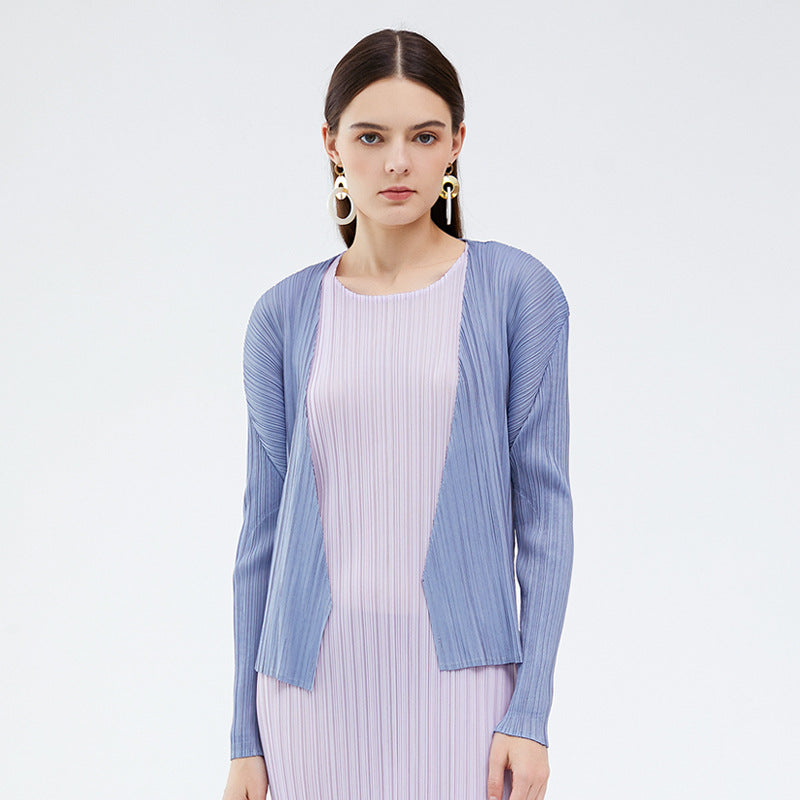 Cardigan Thin Casual Top Solid Color Slim Fit Long Sleeves Shawl Short Coat for Women