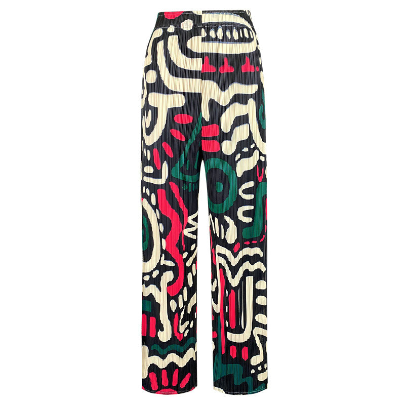 Personalized Trendy Design Printed Casual Cropped Pants Women's Loose Pleated Comfortable Women's Pants