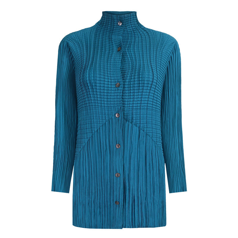 Long Sleeve Peplum Top Simple Solid Color Shirt Women's Loose Tencel Cardigan Jacket