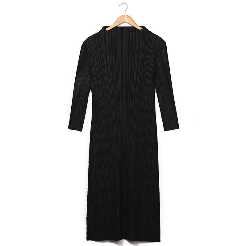 Comfortable Soft Dress Women's Mid-Length Slim Fit A- line Dress Long Sleeve Dress Women