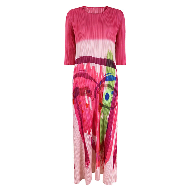 Niche Oil Painting Dress Women's Slimming Dress-Level Printed Floral Skirt