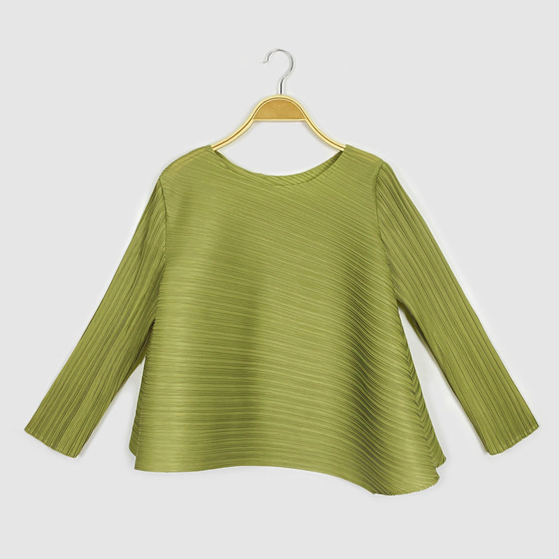 Basic Style Solid Color Long-Sleeved Top All-Match Bottoming T-shirt Women's Clothing