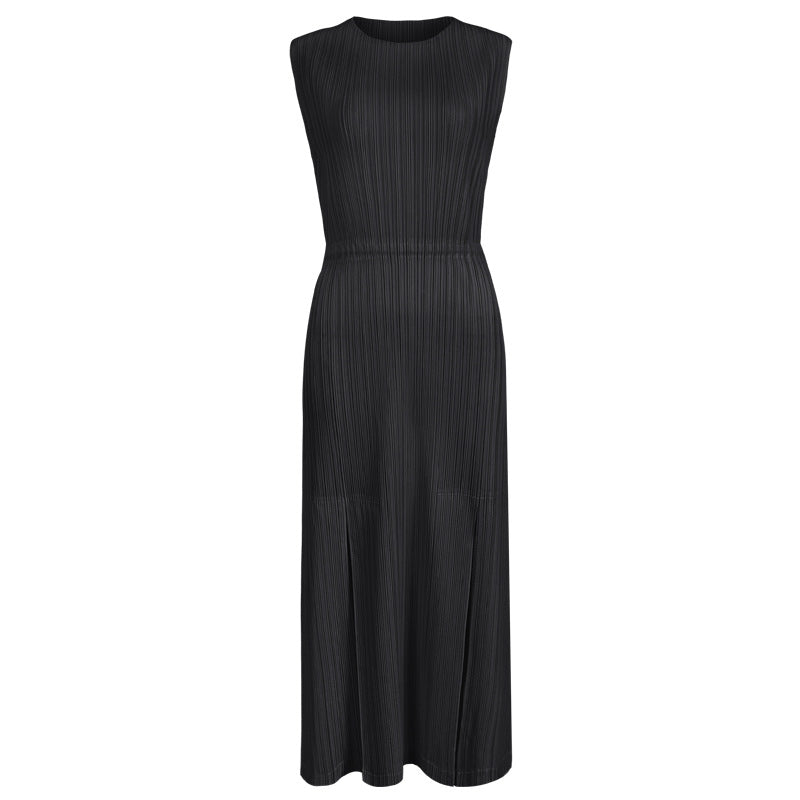 Casual Slit round Neck A- line Skirt Stitching Dress