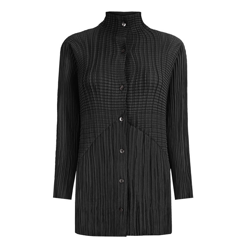 Long Sleeve Peplum Top Simple Solid Color Shirt Women's Loose Tencel Cardigan Jacket