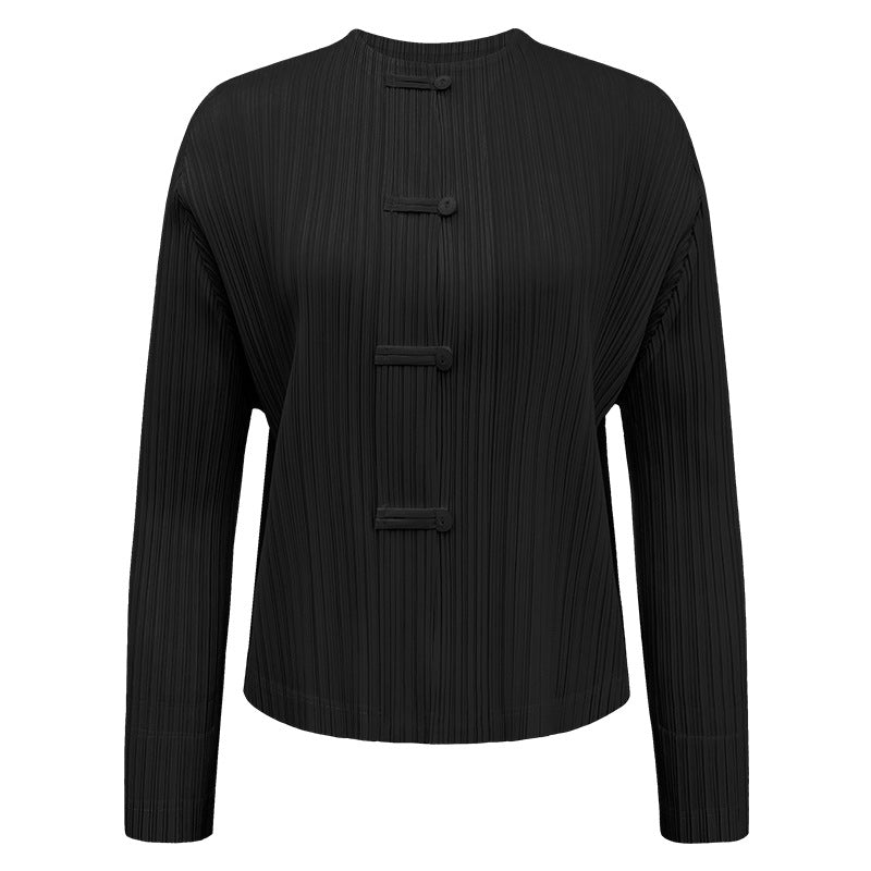 New Chinese Style Light National Style Women's round Neck Solid Color Shirt Underwear Long Sleeved Top