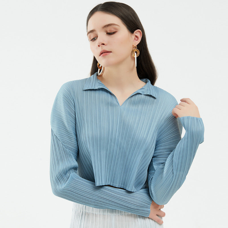 Design Temperament Fashion Top Cropped Long Sleeves T-shirt for Women