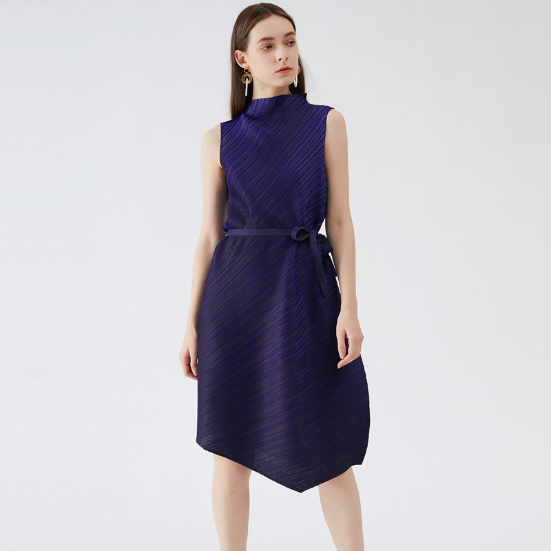 Plaid Waist-Tight Dress Slimming Pleated Two Pieces