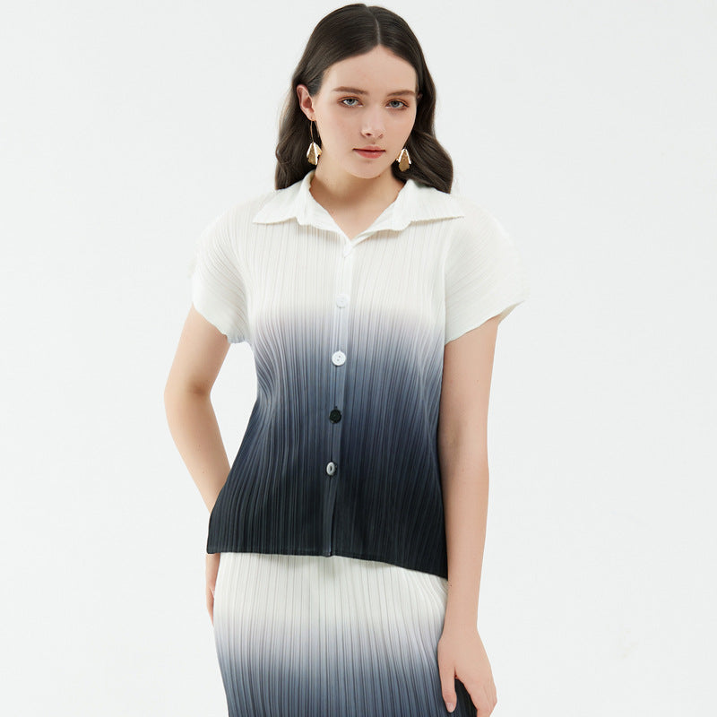 Petite Set Casual Design Blouse Gradient Temperament Twinset Female