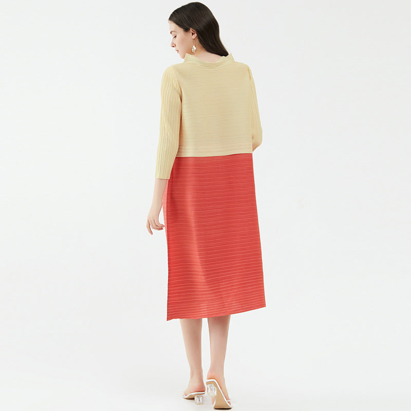 Autumn and Winter Trend Loose Casual Patchwork All-Matching Skirt Women's Mid-Length Dress