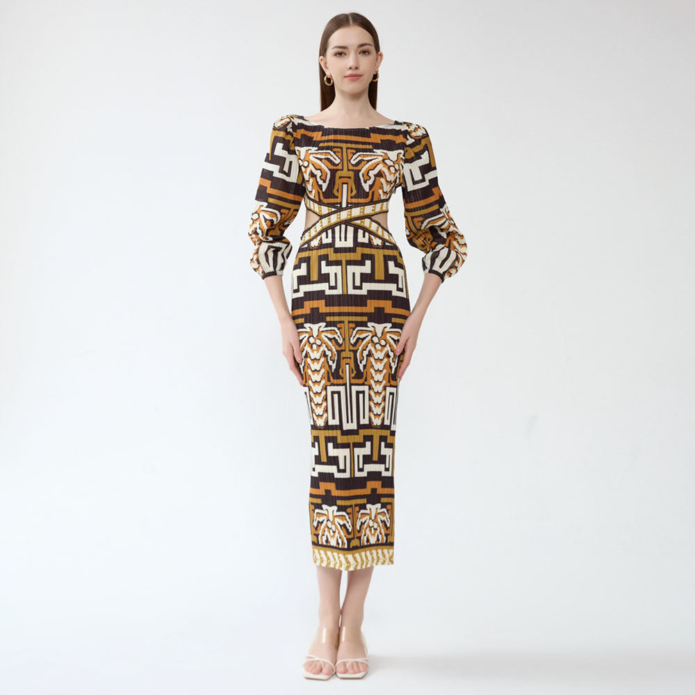 Elegant Dress Unique Design Slim Fit Midriff Outfit Hollow Dress