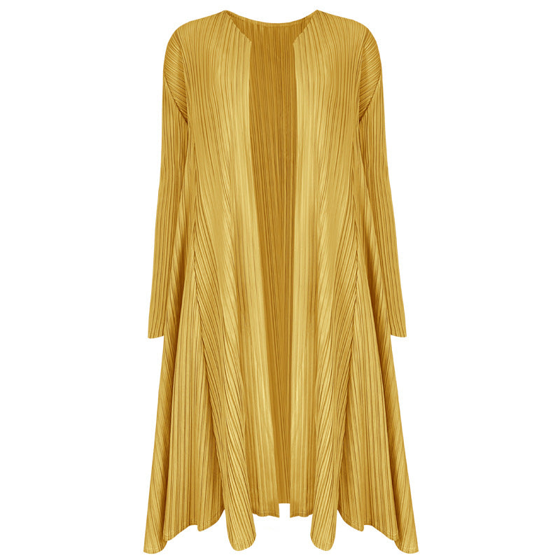 Basic Style Patchwork Cardigan Jacket Long-Sleeved Loose Comfortable Coat Women's Mid-Length