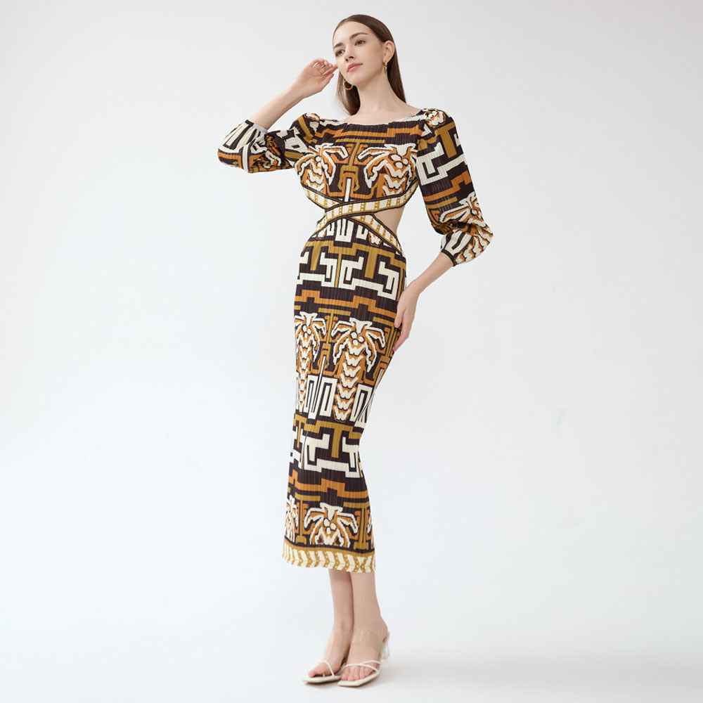 Elegant Dress Unique Design Slim Fit Midriff Outfit Hollow Dress