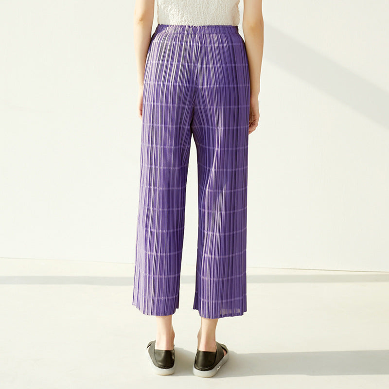 Ankle-Length Pants Solid Color Slim-Fitting Loose Versatile Slimming Straight Pants