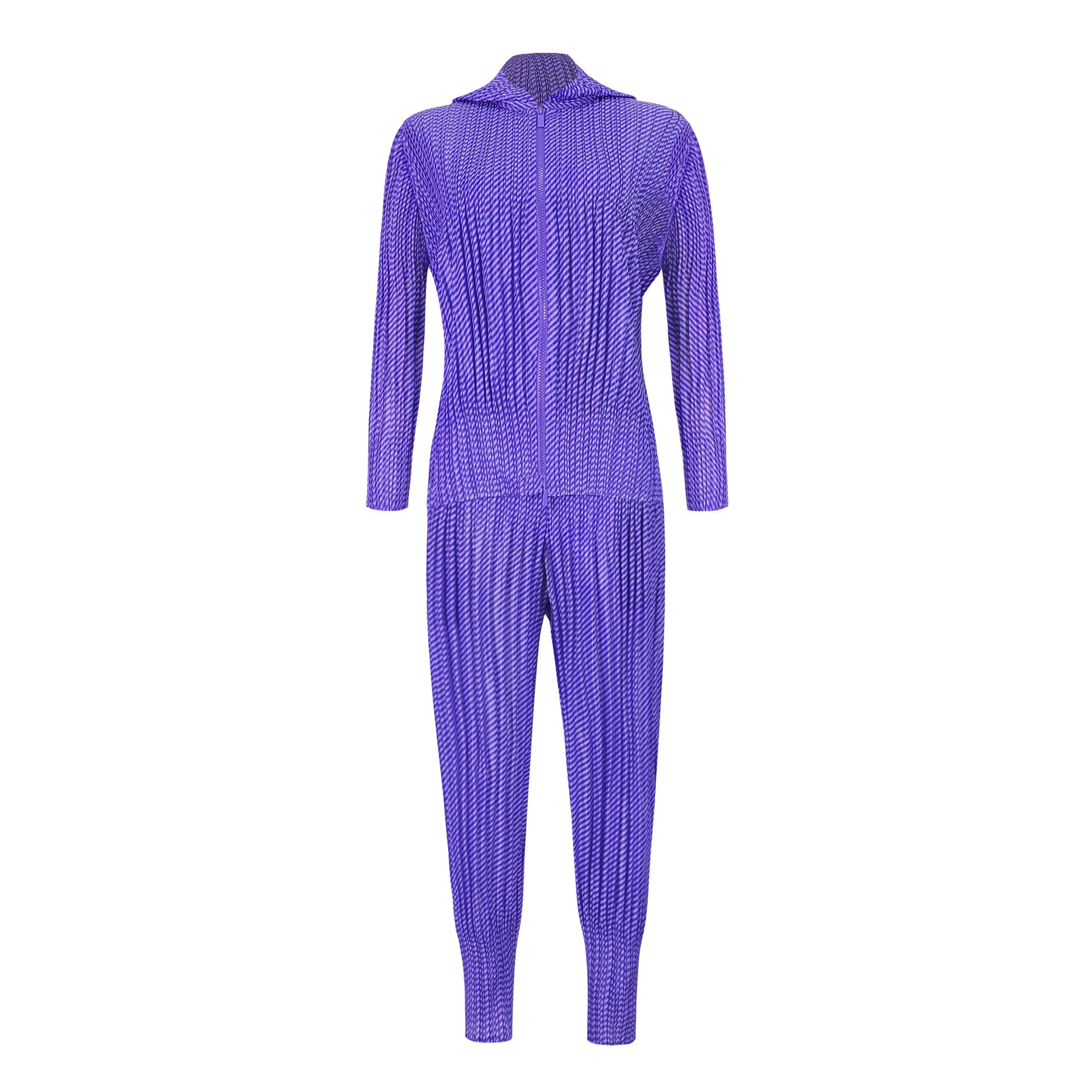 Casual Pleated Loose Striped Jacket Harem Pants Two-Piece Set