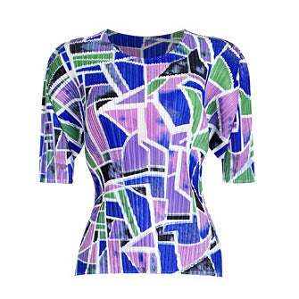 Pleated Suit round Neck Short Sleeve Loose Printing and Dyeing Casual Trousers Elegant Square Two-Piece Set for Women