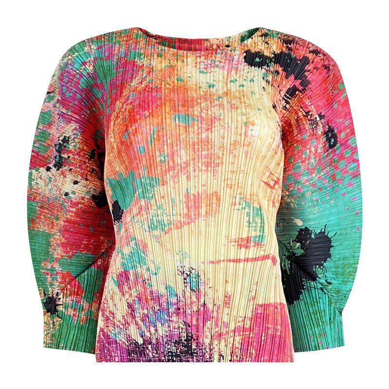 Printing Suit Women's Slim Hand-Painted Long-Sleeved Top Casual Pants Come to Two-Piece Suit Women