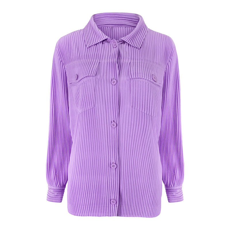 Casual Solid Color Shirt Women's Design Slim Fit Slimming Long Sleeves Women's Shirt